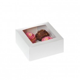 CAJA  4 CUPCAKES BLANCA